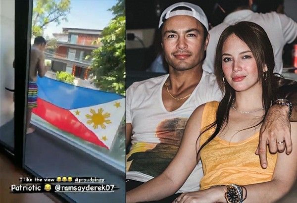 Ellen Adarna, Derek Ramsay called out for Philippine flag vs Chinese sign post