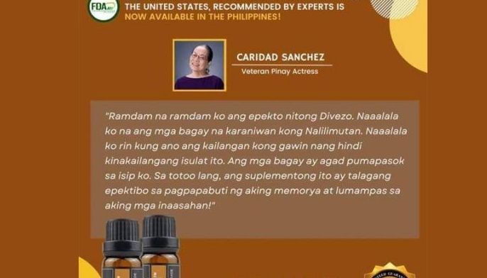 Beteranang aktres Caridad Sanchez, ginawan ng fake endorsement na nagpapabalik daw ng memorya