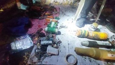 Some of the explosives the police found from a dugout in the compound owned by the family of former Negros Oriental governor Pryde Henry Teves. 