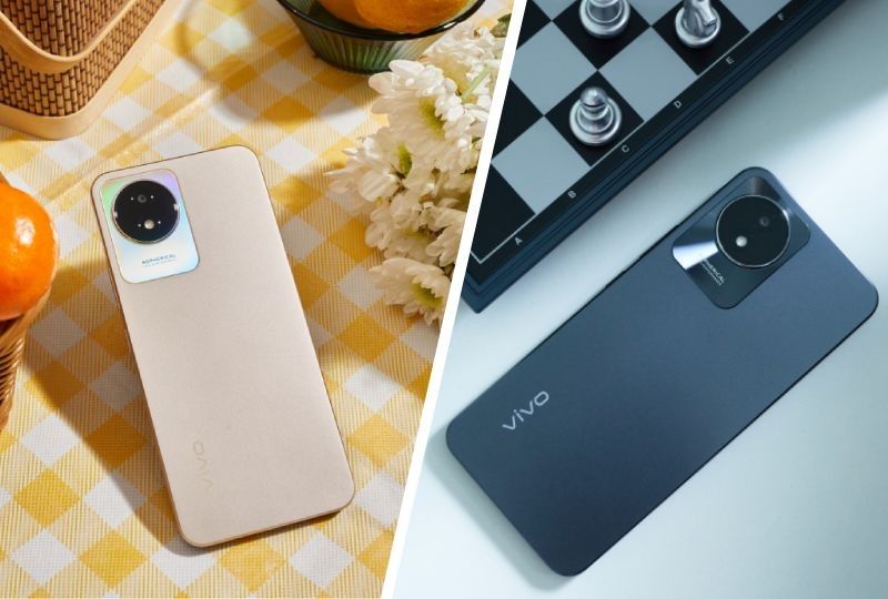 Vivo Y02t in Sunset Gold and in Cosmic Grey