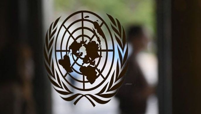 The UN logo is seen on a door at the United Nations headquarters ahead of the 78th session of the United Nations General Assembly in New York City on Sept. 15, 2023.