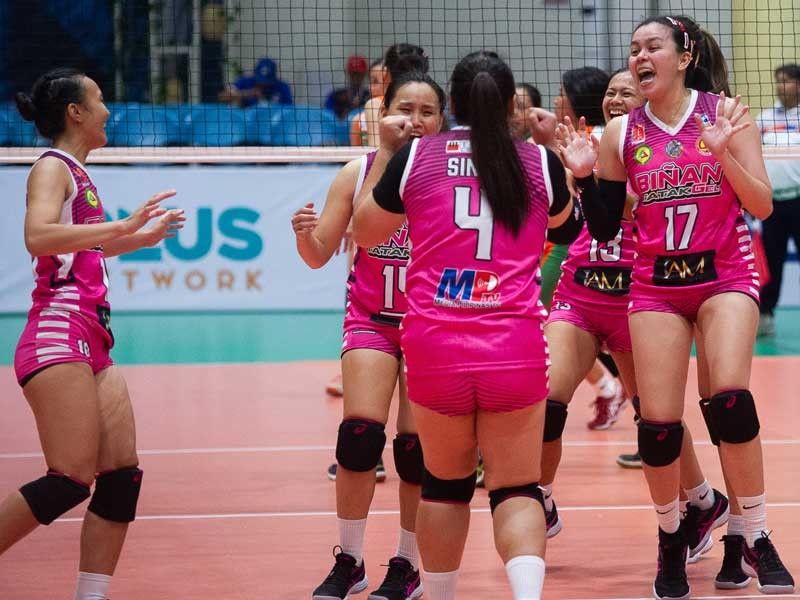 BiÃ±an Tatak Gel buwenamano ang Caloocan Am Spikers sa MPVA league