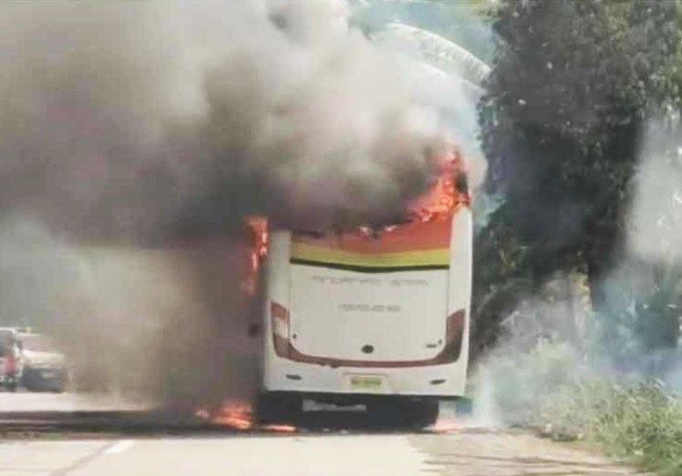 Bus razed by fire while at Cotabato-Davao Highway