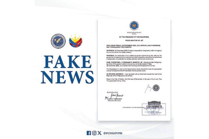 Palace debunks fake memo on half-day work