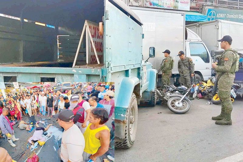 Military truck kills 2, hurts 3 in Davao market