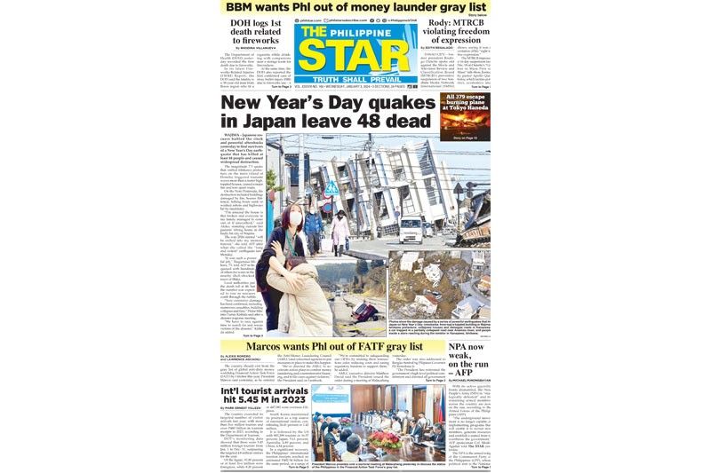 The STAR Cover January 3 2024 Philstar Com   Sc 2024 01 02 20 59 59 