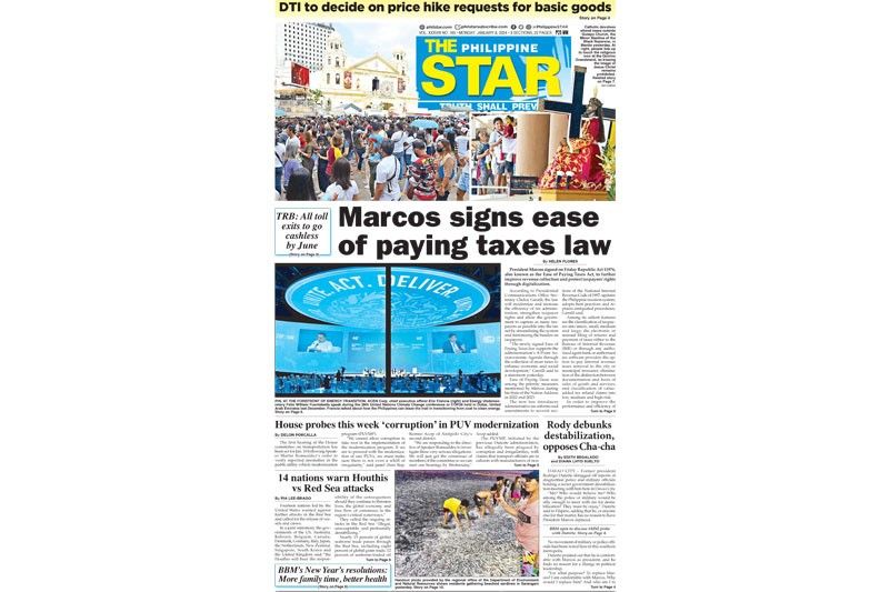 The STAR Cover (January 8, 2024) | Philstar.com