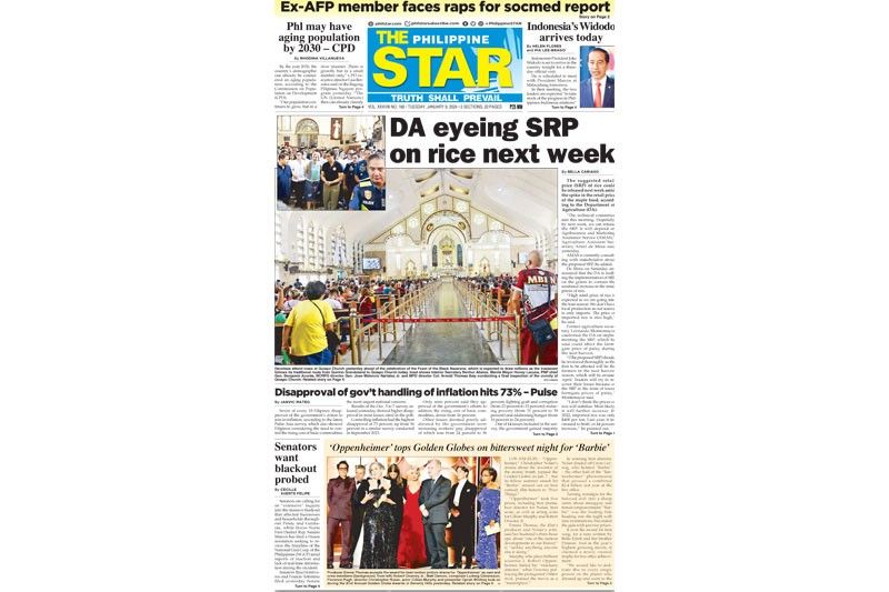 The STAR Cover January 9 2024 Philstar Com   Sc 2024 01 08 20 10 47 