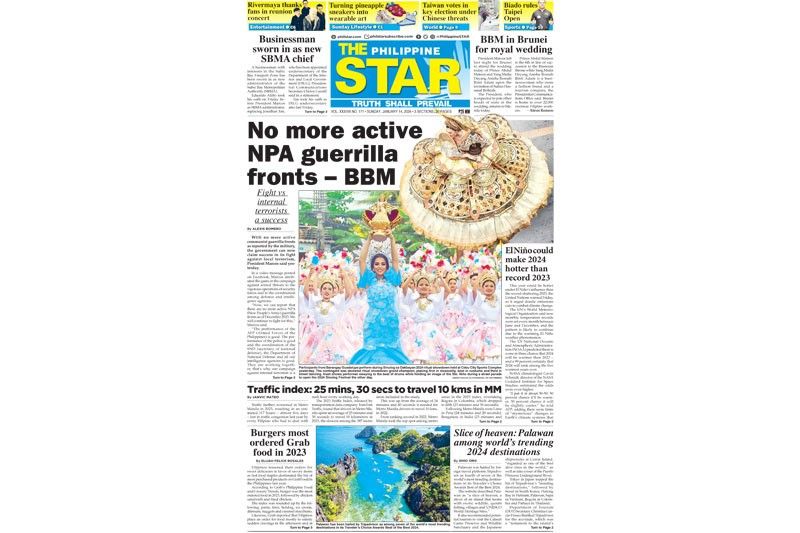 The STAR Cover January 14 2024 Philstar Com   Star 2024 01 13 22 00 12 