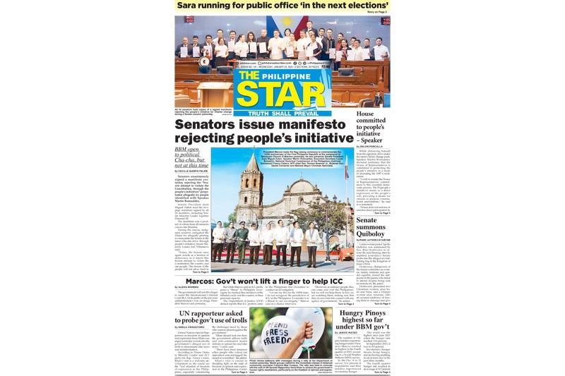 The STAR Cover January 24 2024 Philstar Com   Sc 2024 01 23 21 45 43 