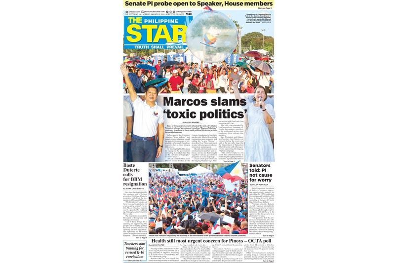 The STAR Cover January 29 2024 Philstar Com   Star 2024 01 28 23 44 33 