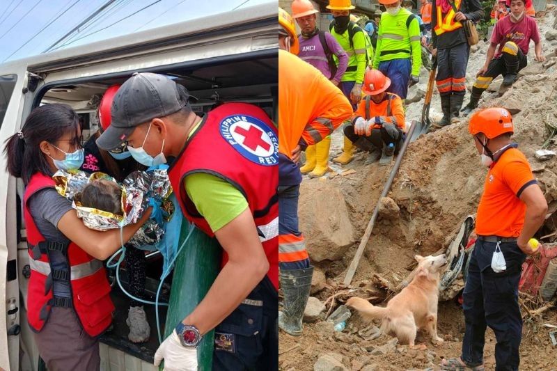 2-buwang sanggol, 3-anyos na bata nasagip sa Davao de Oro landslide