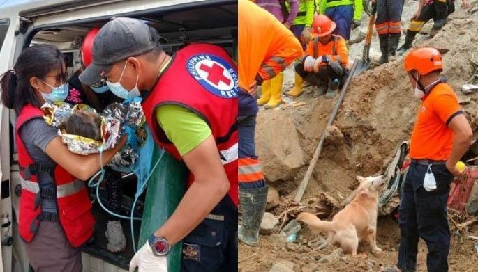 2-buwang sanggol, 3-anyos na bata nasagip sa Davao de Oro landslide