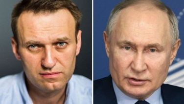 This combination of pictures created on Feb. 16, 2024 shows a handout photograph (L) released by 'This Is Navalny Project' showing Russian opposition leader Alexei Navalny in his office in Moscow on July 7, 2017 and a pool photograph (R) distributed by Russian state agency Sputnik showing Russia's President Vladimir Putin holding a meeting in the town Verkhnyaya Pyshma on February 15, 2024. Russian opposition leader Alexei Navalny died on February 16, 2024 at the Arctic prison colony where he was serving a 19-year-term, Russia's federal penitentiary service said in a statement.b