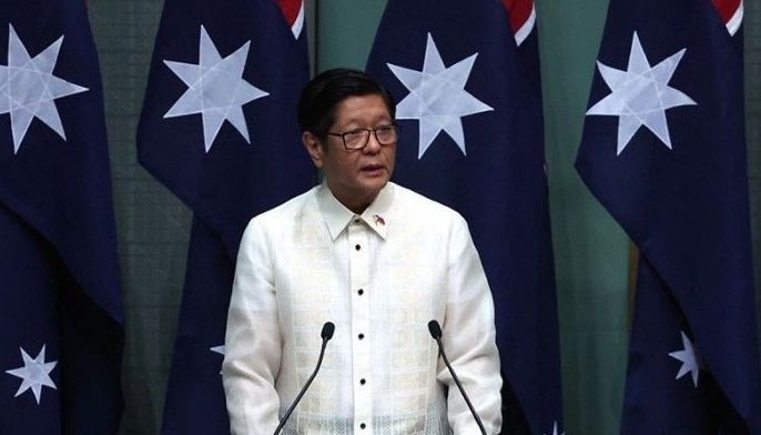 Philippines' President Ferdinand Marcos Jr. addresses the House of Representatives at the Parliament House in Canberra on February 29, 2024. Ferdinand R Marcos Jr. is visiting Australia for his first official visit to hold talks on bilateral and international issues.