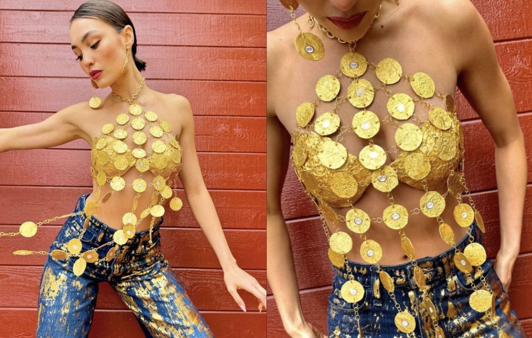 'A whole snack': R'Bonney Gabriel creates golden outfit from chocolate wrappers