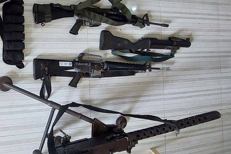 Military-type firearms seized by soldiers in Maguindanao del Norte