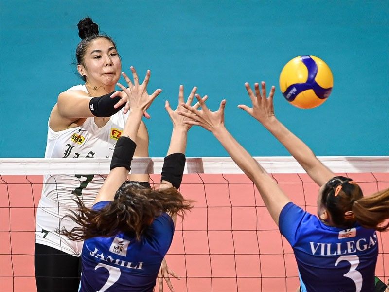 Lady Spikers rally past Lady Falcons for share of lead