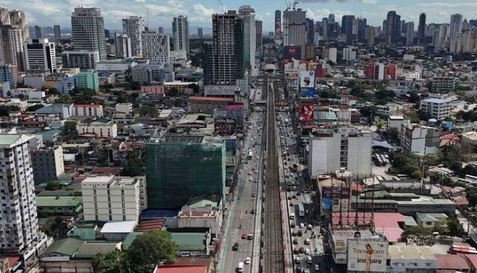Photos show an aerial shot of Quezon City on Feb. 10, 2024. 