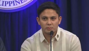 This photo shows a picture of DOJ Spokesman Mico Clavano during a press briefing in Malacanang. 