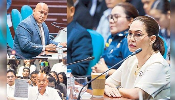 Actress Maricel Soriano answers questions from Sen. Ronald dela Rosa (top, left), chairman of the committee on public order and dangerous drugs, during yesterday&acirc;��s hearing on the alleged leak of PDEA documents related to her and President Marcos&acirc;�� purported involvement in illegal drugs. Also testifying was former PDEA agent Jonathan Morales (below, left), who claimed the documents were authentic.
