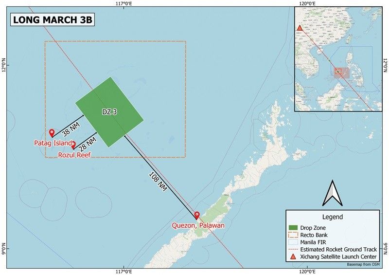 'Delikado': Tipak ng Chinese rocket posible bumagsak sa West Philippine Sea