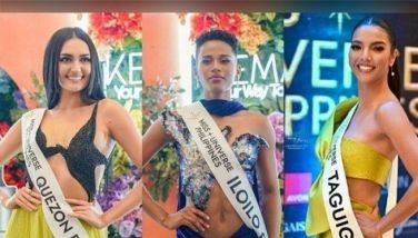 Some of the Miss Universe Philippines 2024 candidates (from left): Ahtisa Manila (Quezon Province), Alexie Mae Brooks (Iloilo City) and Christi Lynn McGarry (Taguig).