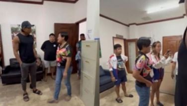 This photo shows social media personalities Rendon Labador and Rosmar confronting a staff of the mayor of Coron, Palawan. 
