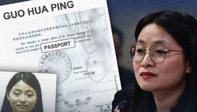 This photo shows Bamban Mayor Alice Guo and the passport of a certain &quot;Guo Hua Ping,&quot; both of whom Sen. Risa Hontiveros said shares the same fingerprint, based on the National Bureau of Investigation's analysis.