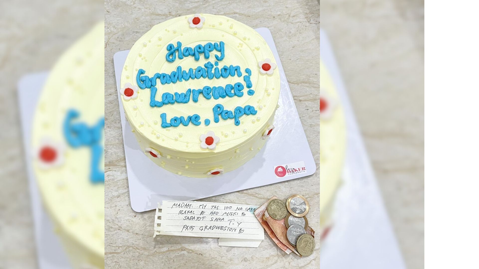 P100 for P1,400: Legazpi bakery grants deaf father's cake request for graduating son