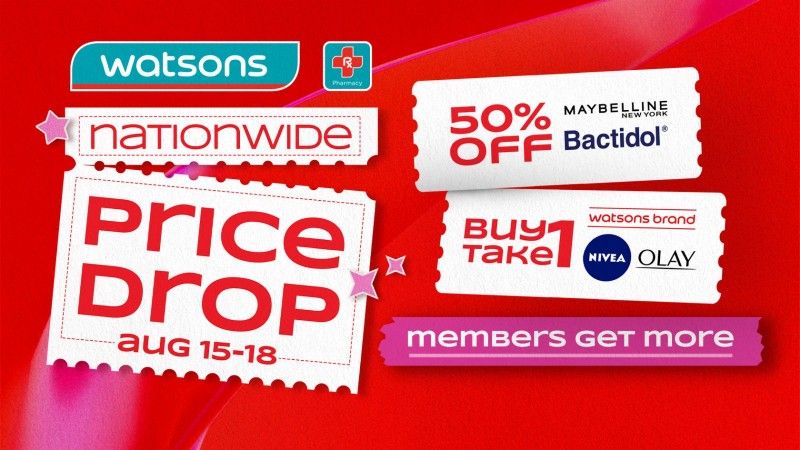 Payday price drop, exclusive deals at Watsons from August 15 to 18