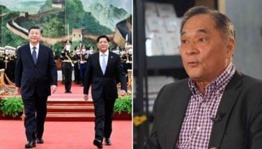 Jaime Florcruz (right), the Philippine ambassador to China, speaks in a video on CGTN released in January 2020. President Bongbong Marcos walks alongside China's President Xi Jinping in January 2023 ahead of bilateral talks in Beijing in January 2023.