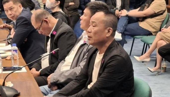 Michael Yang's brother, Yang Jianxin, speaks as a resource person at the Senate  Committee on Women, Children, Family Relations and Gender Equality on Septamber 24, 2024.  