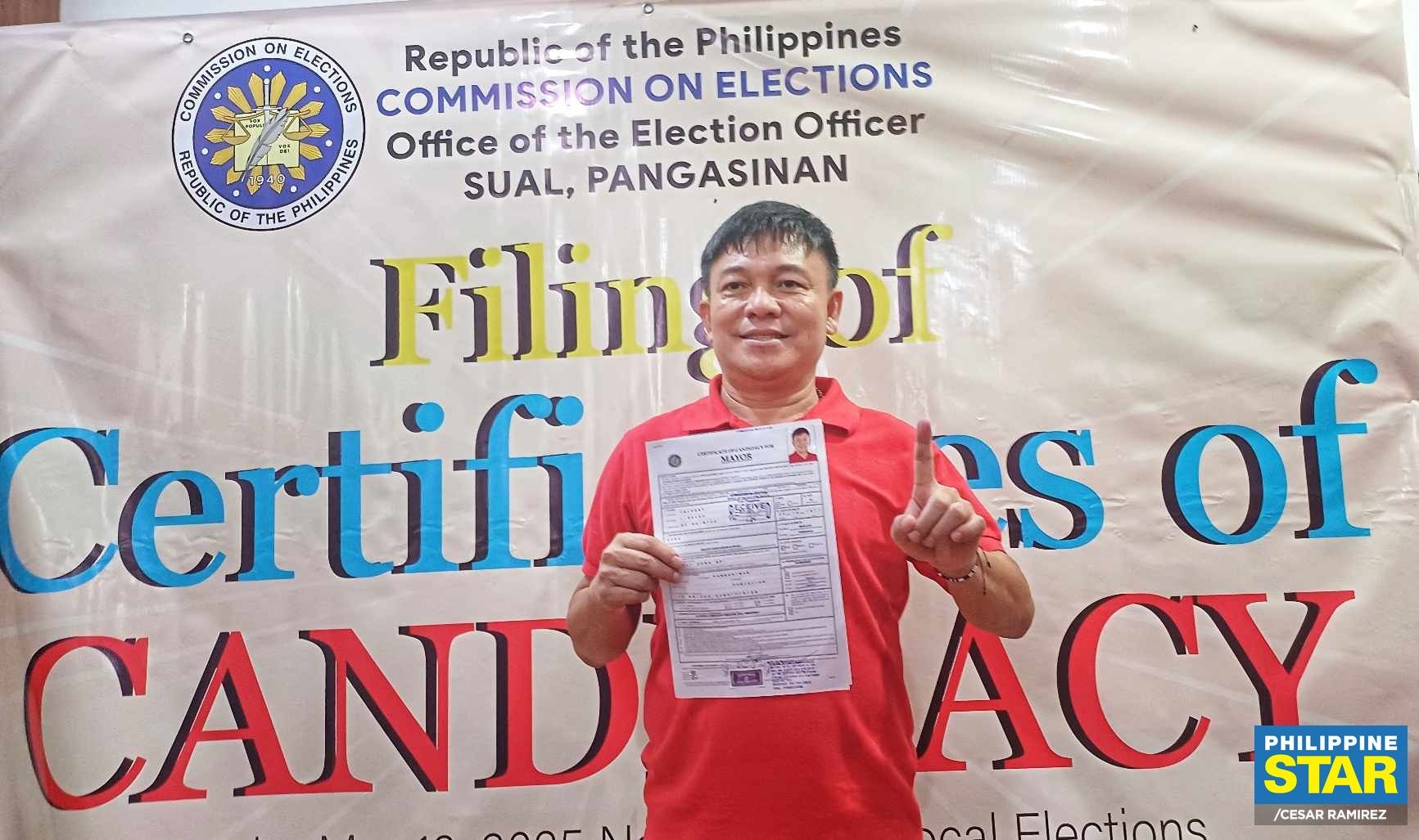 Sual mayor Calugay files candidacy for re-election