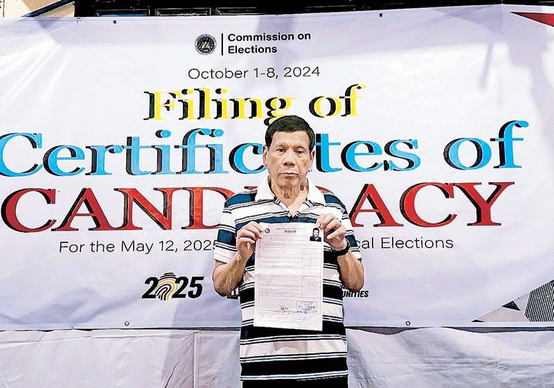 Duterte running for Davao mayor, Baste for vice mayor