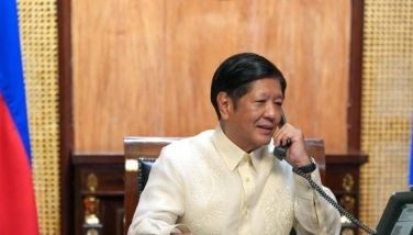 President Ferdinand Marcos Jr. speaks to United Arab Emirates President Sheikh Mohamed bin Zayed over the phone on Oct. 14, 2024.