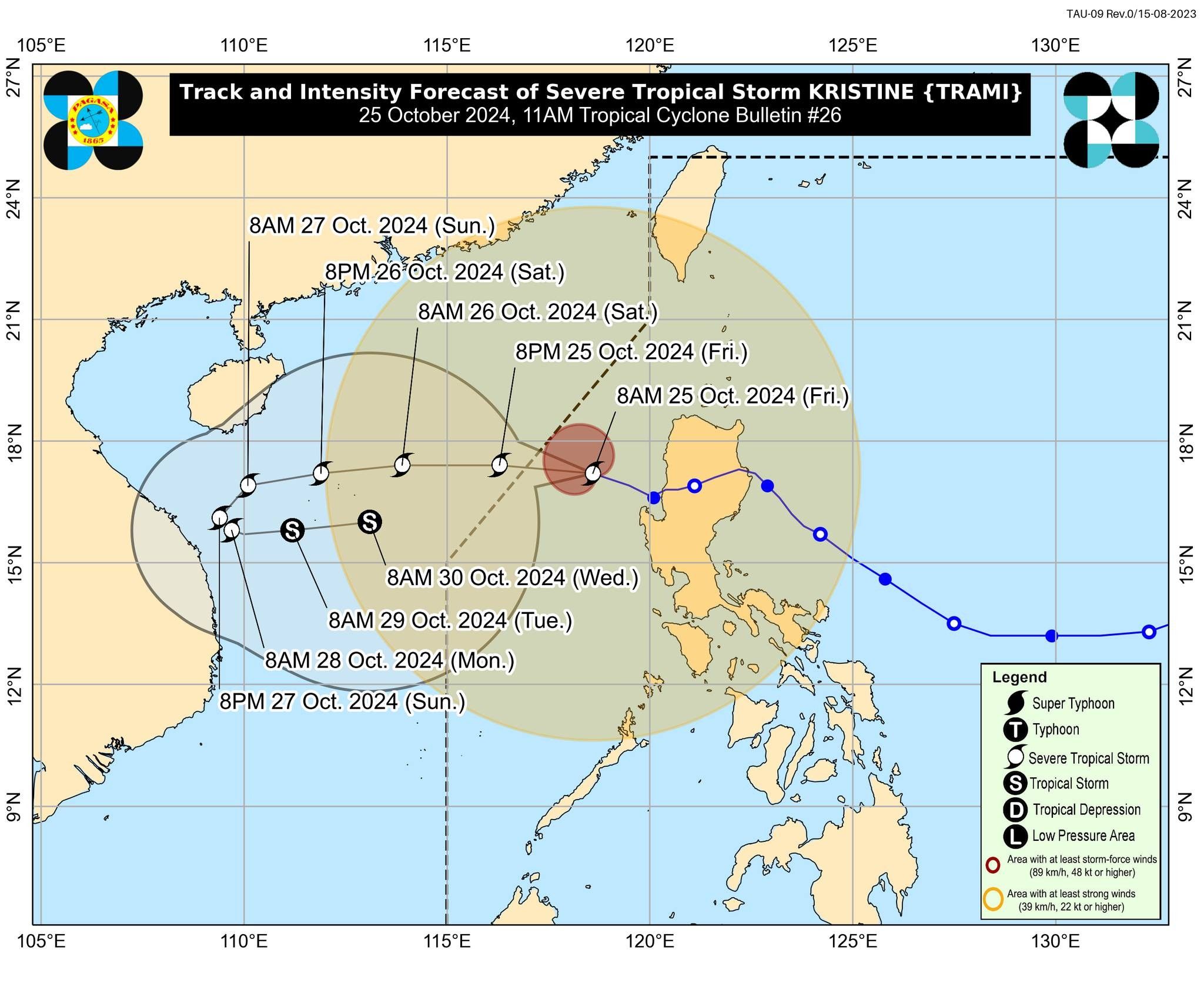 Kristine set to exit PAR on Friday but may loop back toward Philippines by Monday