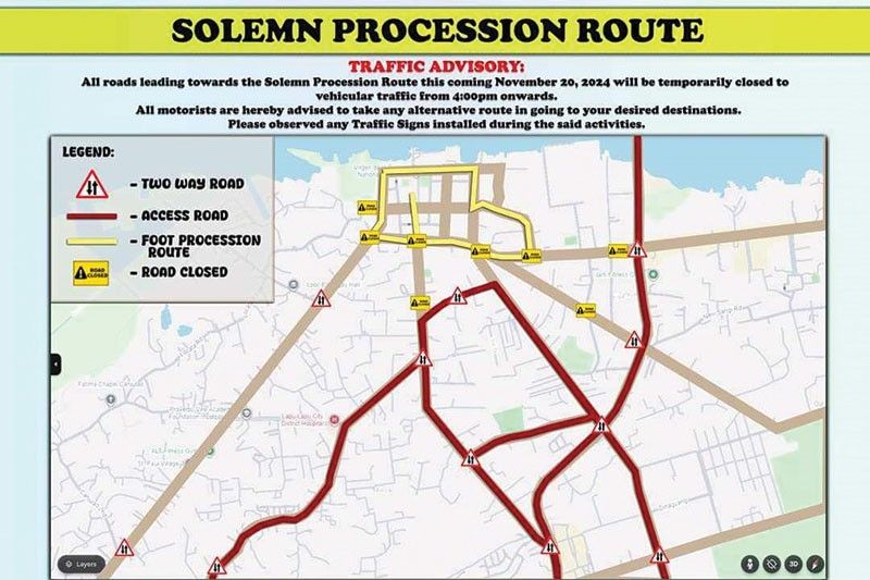 Rerouting ipatuman tungod sa prosisyon sa Birhen sa Regla