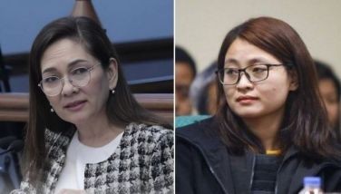 Former Bamban, Tarlac Mayor Alice Leal Guo or Guo Hua Ping (right) appears before Senate Committee on Women, Children, Family Relations, and Gender Equality on Sept. 9, 2024.