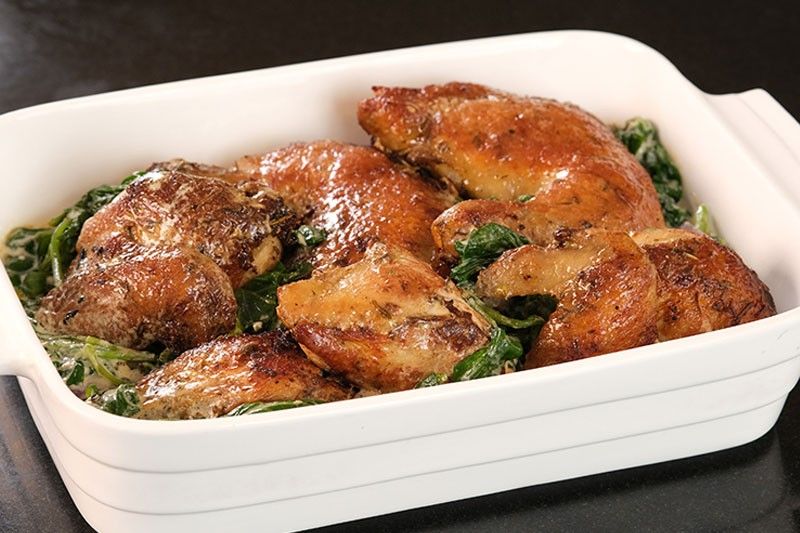 Recipe: Creamy Roast Chicken with Spinach