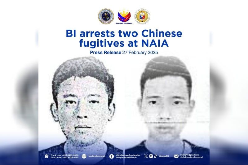 BI arrests 2 Chinese fugitives at NAIA