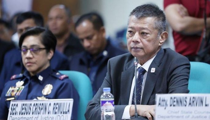 Department of Justice Secretary Jesus Crispin Remulla attends the Committee on Foreign Relations motu proprio hearing on Thursday, March 20, 2025, on the involvement and the roles of the International Criminal Court, the International Criminal Police Organization, and the various government agencies in the arrest of former President Rodrigo R. Duterte (FPRRD).