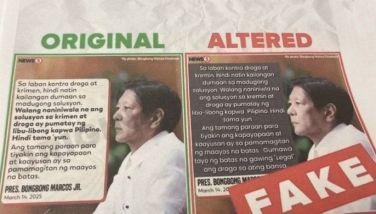 A comparison of President Ferdinand Marcos' original and altered statements from a campaign rally.