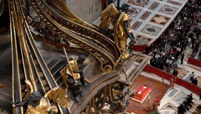 Mourners pay their final respects to Pope Francis lying in state in St Peter's Basilica.