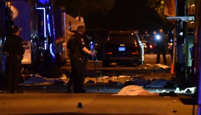 Vancouver police investigate a crime scene after a man drove into pedestrians at the annual Lapu Lapu festival celebrating Filipino culture, at East 43rd Avenue and Fraser, in the south of Vancouver on April 26, 2025. 