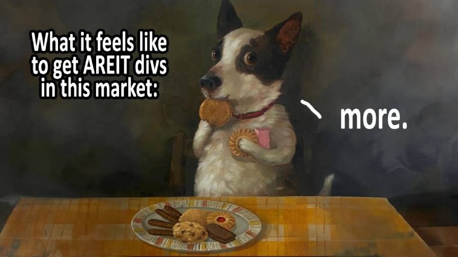 AREIT Q1 div up 3.57% y/y