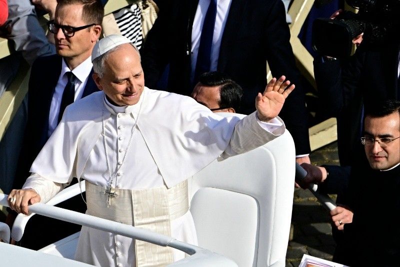 First US pope Leo XIV takes to popemobile ahead of inaugural mass