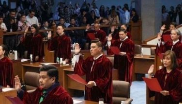 Senators of the 19th Congress take their oaths as judges of the impeachment court on Tuesday evening, June 10, 2025, marking the opening of the trial of Vice President Sara Duterte.