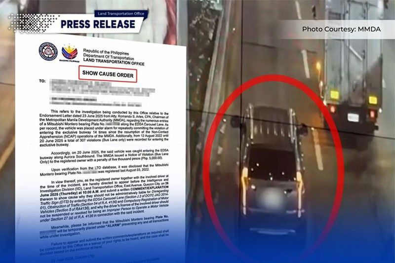 LTO summons SUV driver over 307 EDSA busway violations