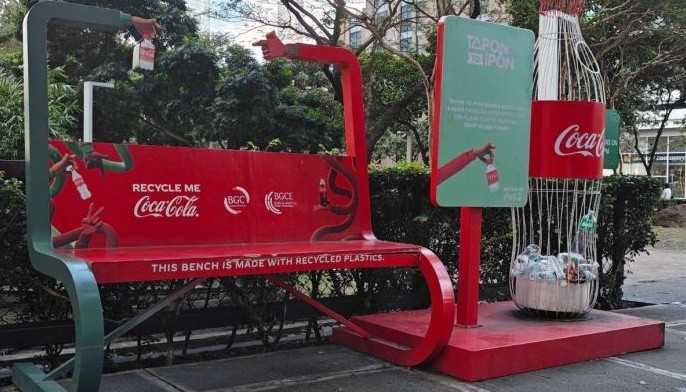 Soda brand installs recycled benches, bottle bins around BGC